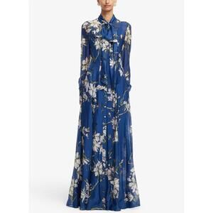 NEW LEO LIN lilith tie neck maxi dress in midnight